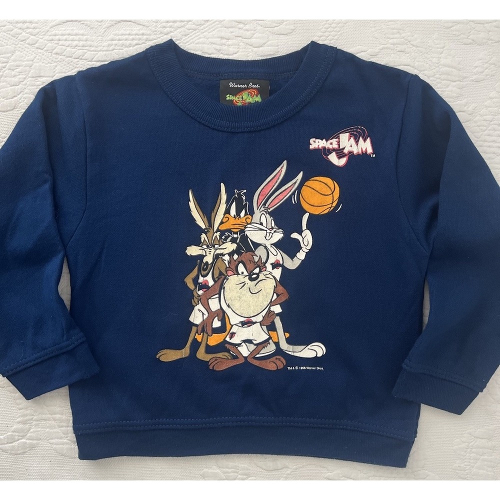 Vintage 1996 Space Jam Blue Sweatshirt Warner Bros. 3T Basketball Original